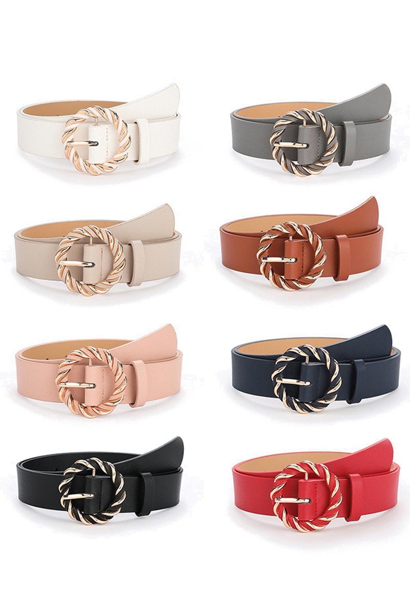 TRENDY TWISTED KNIT STYLE BUCKLE LEATHER BELT