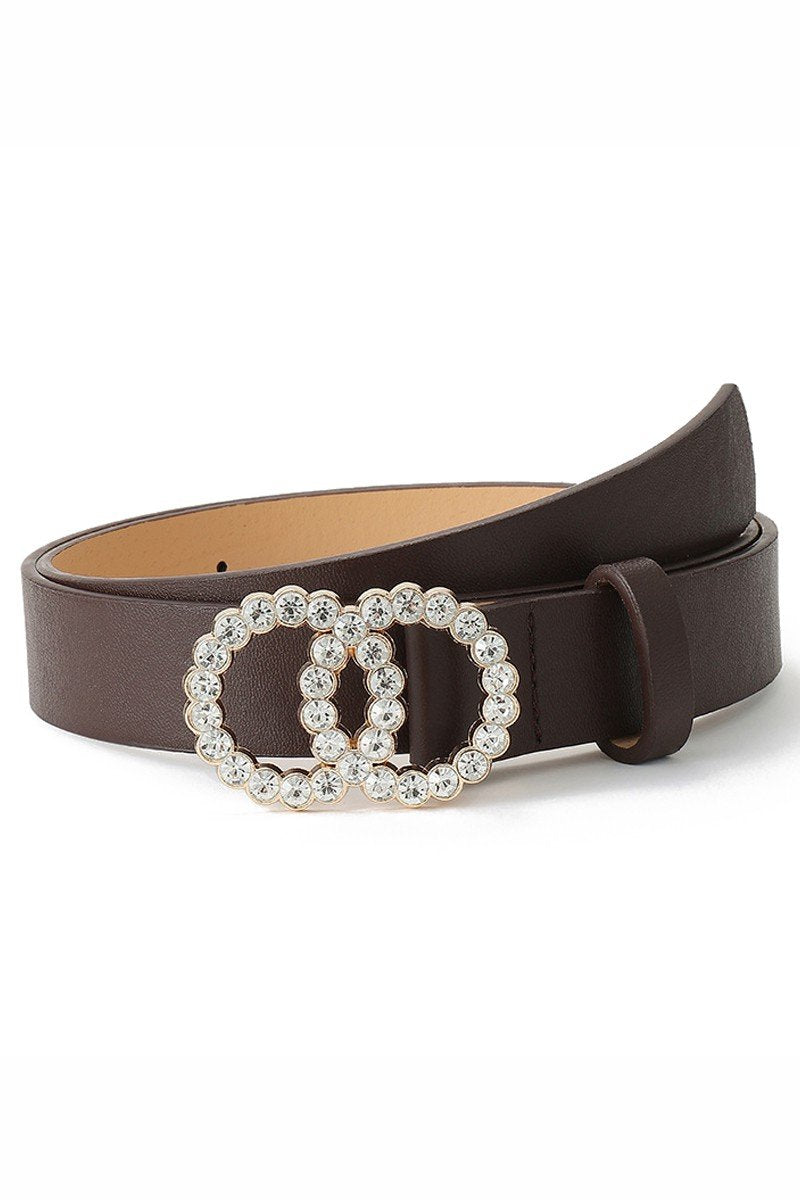 BEADS DETAIL DOUBLE O RING TRENDY LEATHER BELT