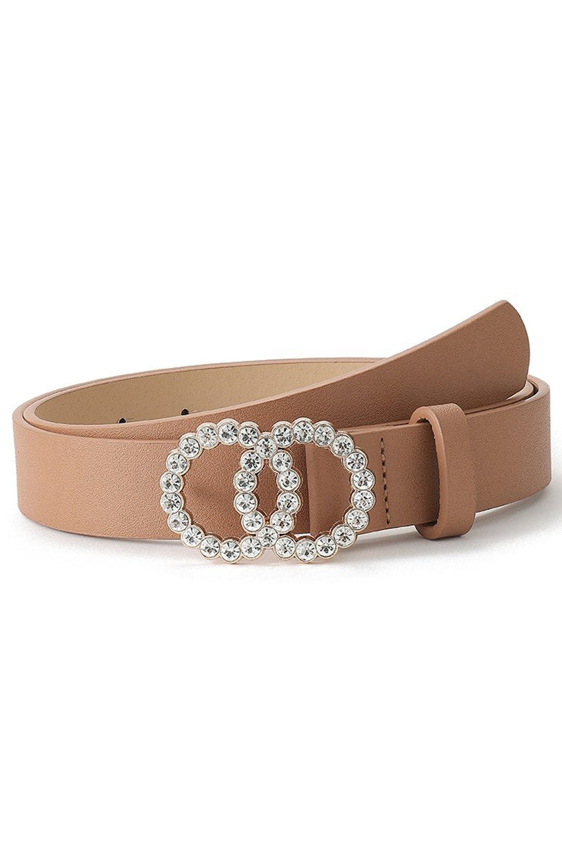 BEADS DETAIL DOUBLE O RING TRENDY LEATHER BELT