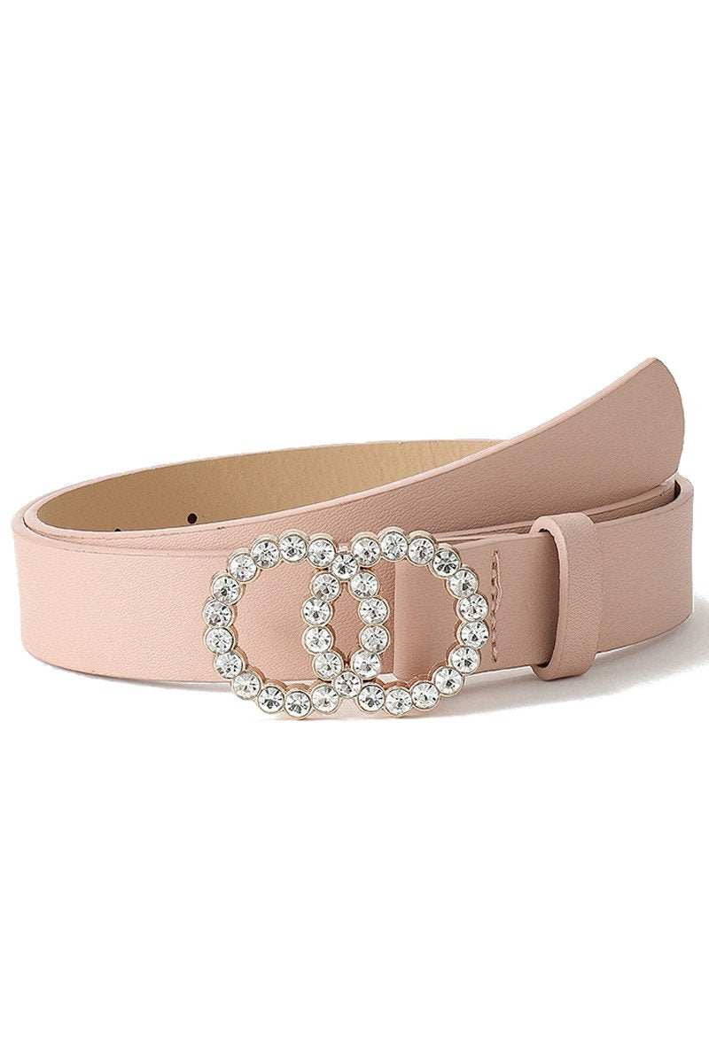 BEADS DETAIL DOUBLE O RING TRENDY LEATHER BELT