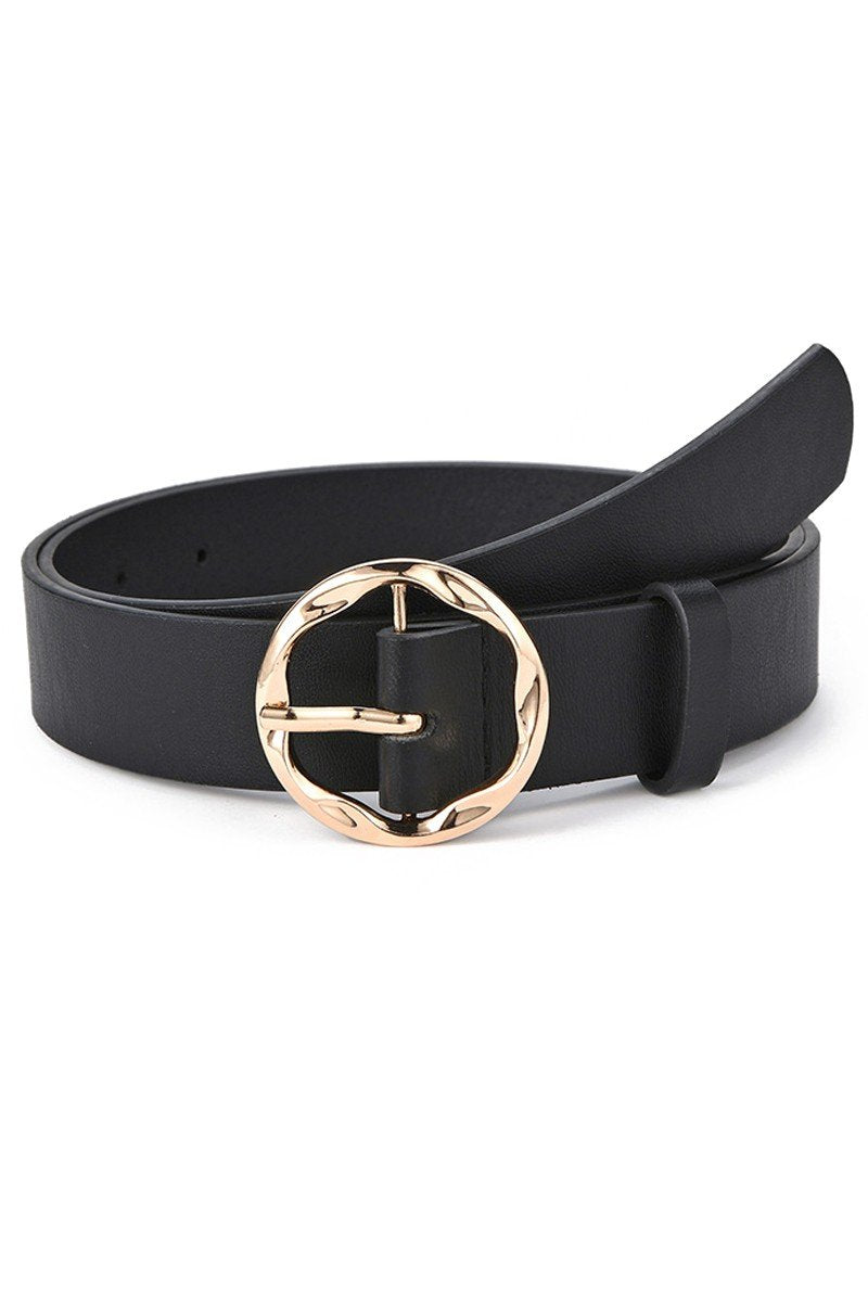 ROUND BUCKLE LEOPARD ANIMAL PRINTING LEATHER BELT