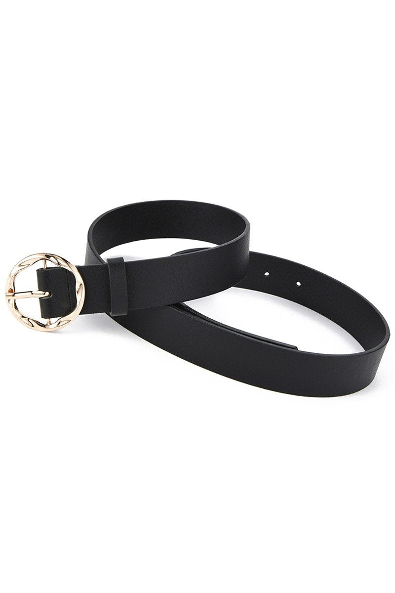 ROUND BUCKLE LEOPARD ANIMAL PRINTING LEATHER BELT