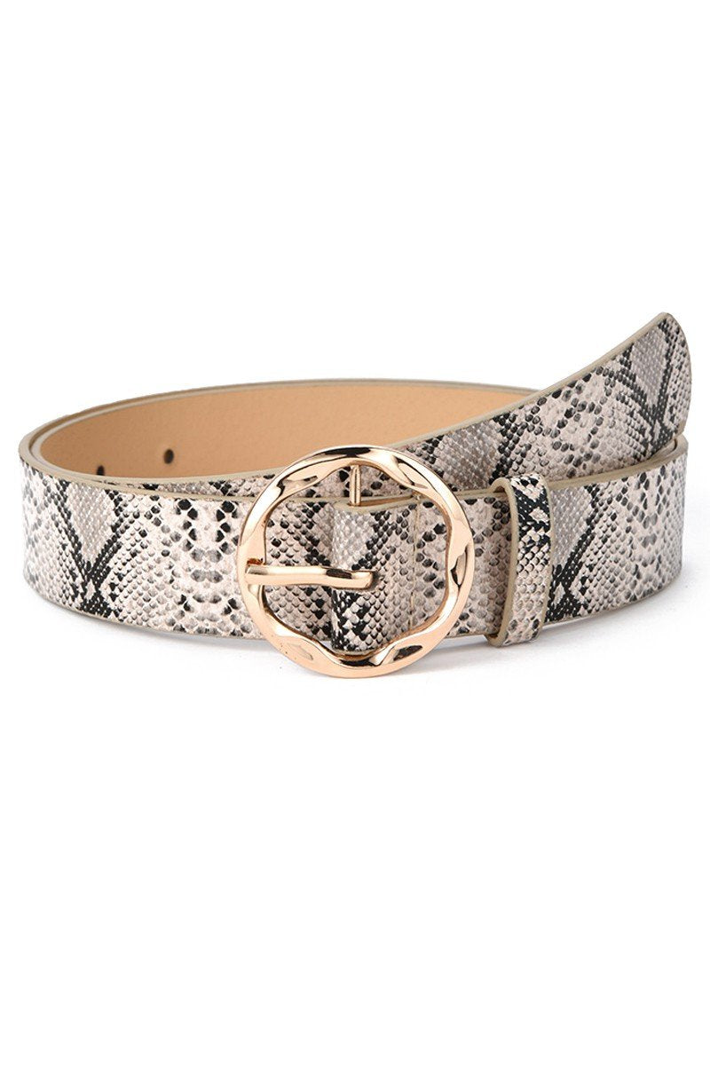 ROUND BUCKLE LEOPARD ANIMAL PRINTING LEATHER BELT