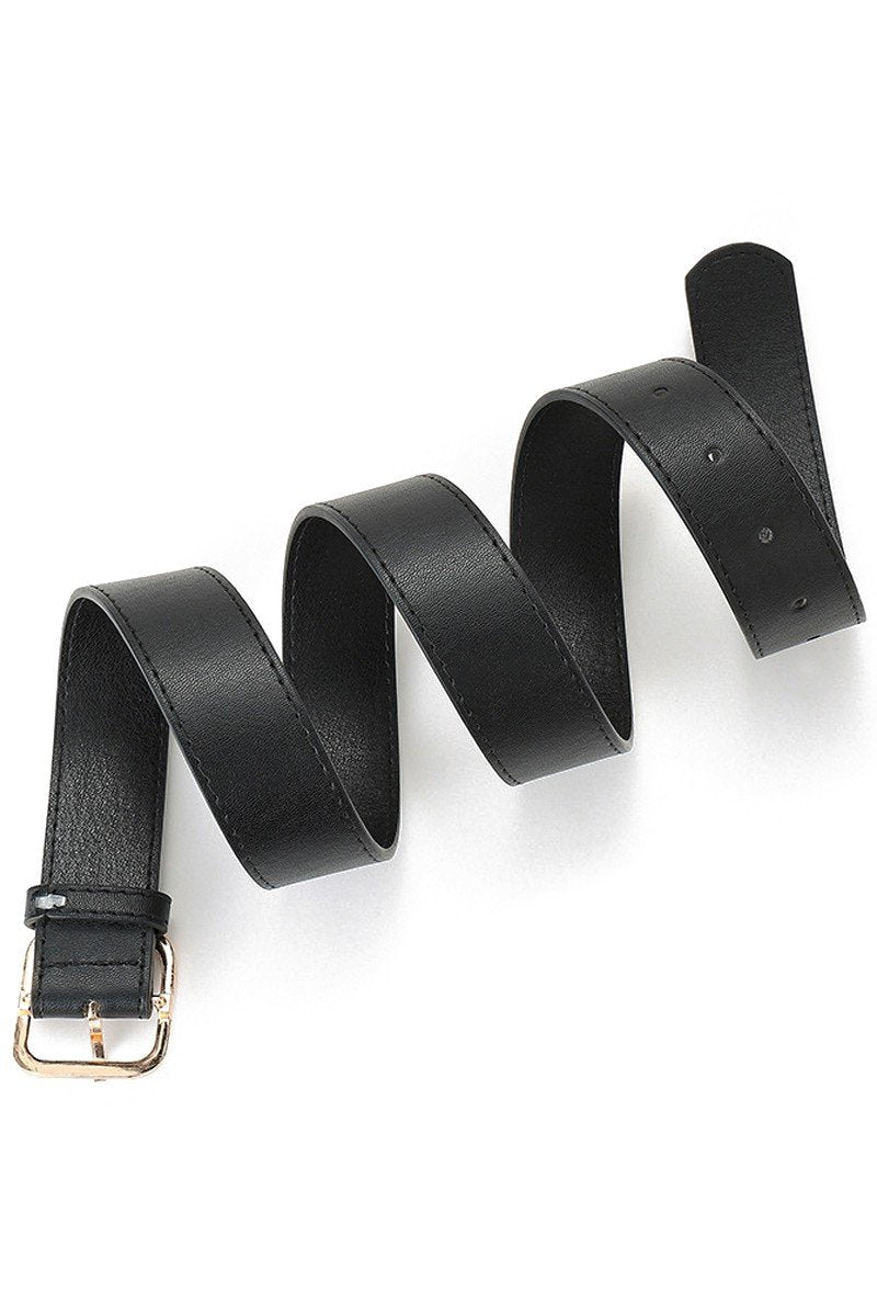 WOMEN GEM DECKED SQUARE BUCKLE LEATHER BELT