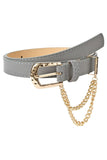 CUBAN CHAIN DETAIL SOLID REGULAR LEATHER BELT