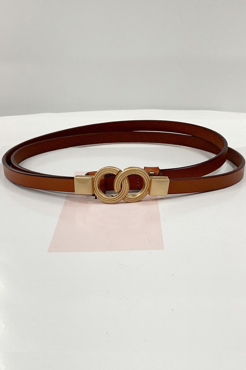 DOUBLE RING BUCKLE TRENDY SLIM BELT