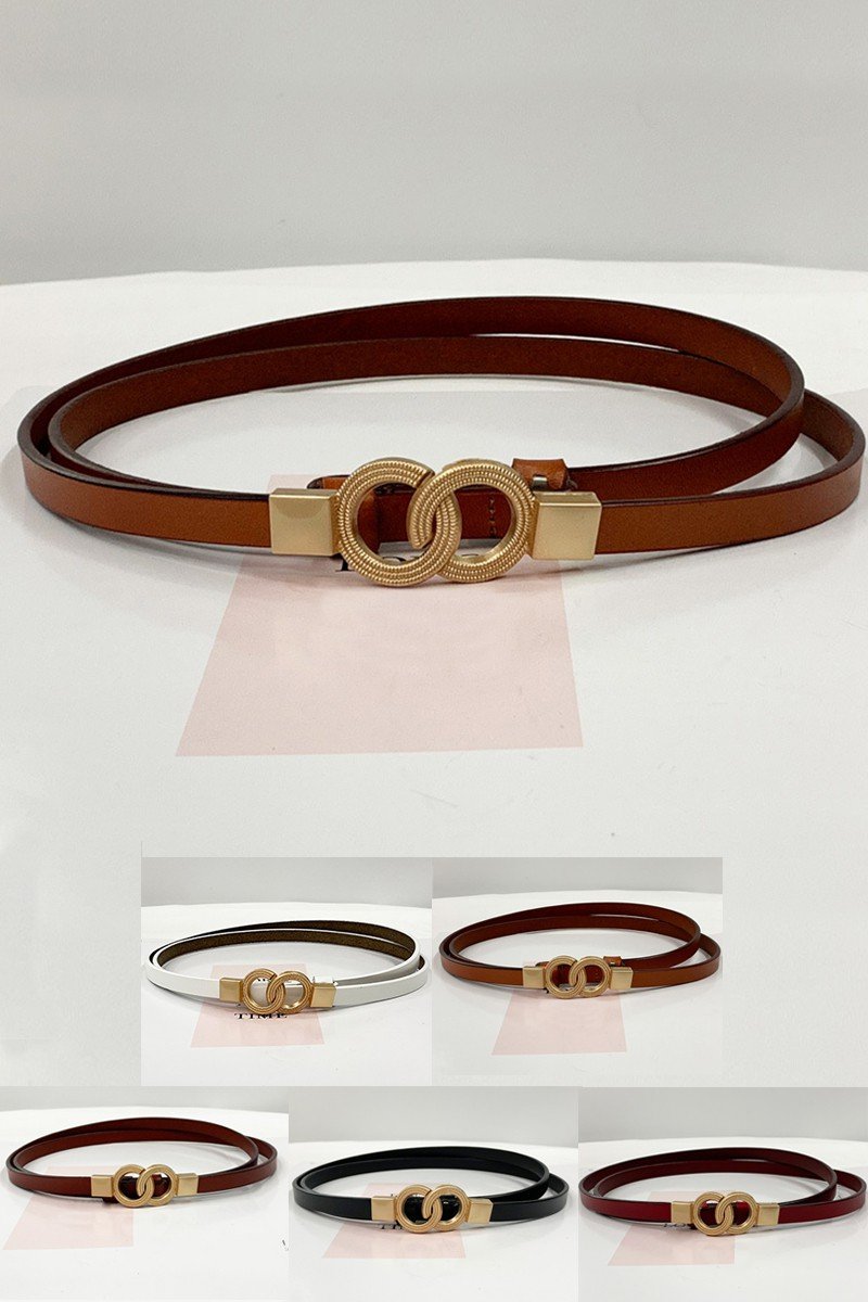 DOUBLE RING BUCKLE TRENDY SLIM BELT