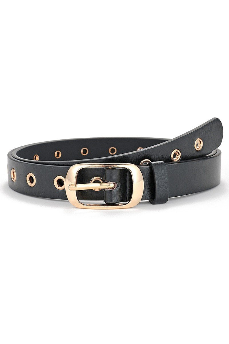 TRENDY FASHION SIMPLE EYELET LEATHER BELT