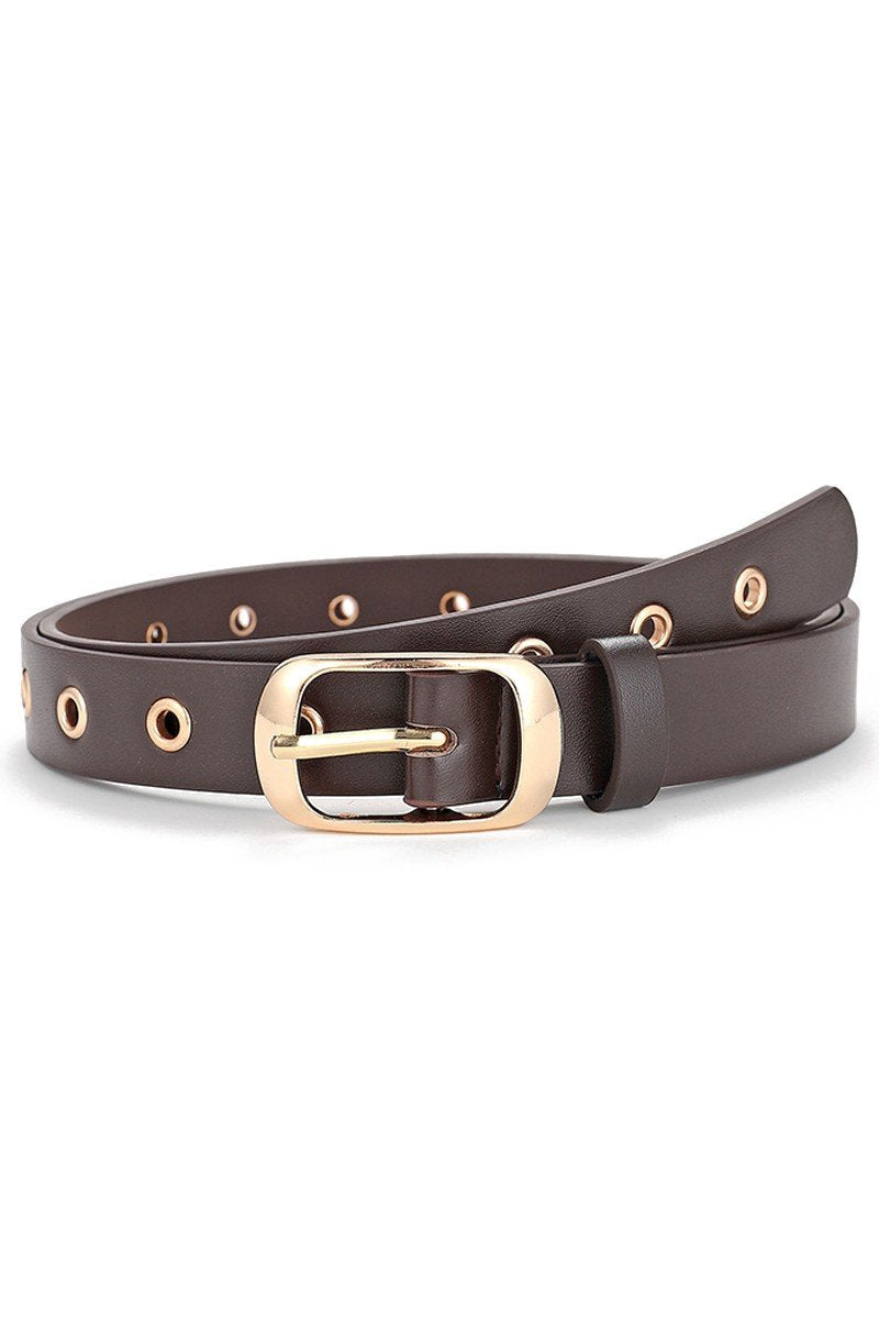 TRENDY FASHION SIMPLE EYELET LEATHER BELT