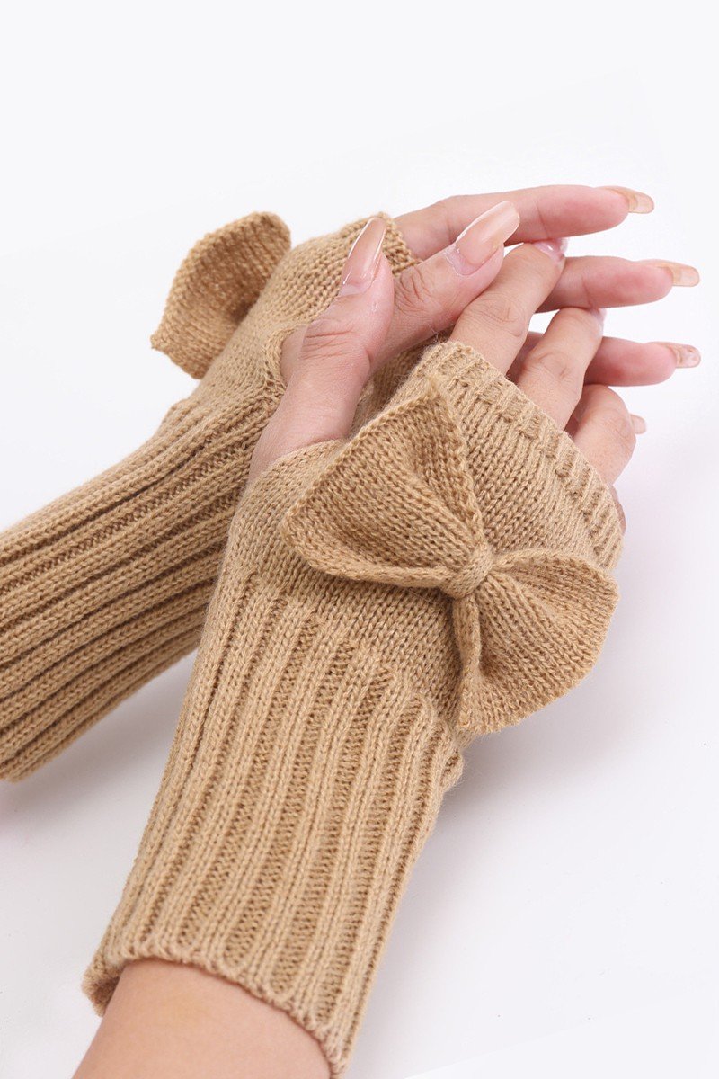 WINTER SOLID RIBBON POINT KNIT HAND WARMERS