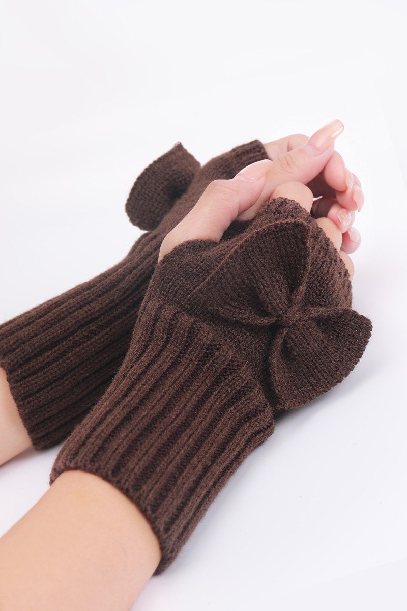 WINTER SOLID RIBBON POINT KNIT HAND WARMERS