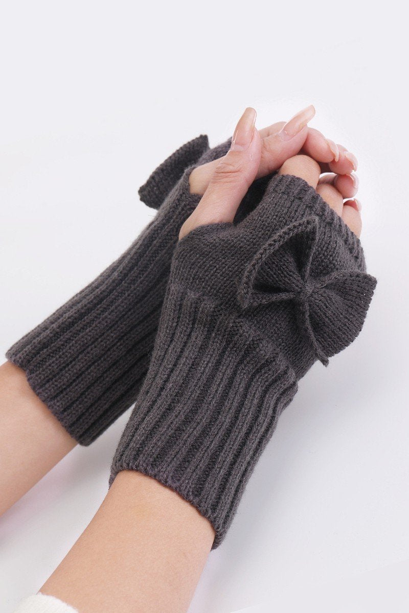 WINTER SOLID RIBBON POINT KNIT HAND WARMERS