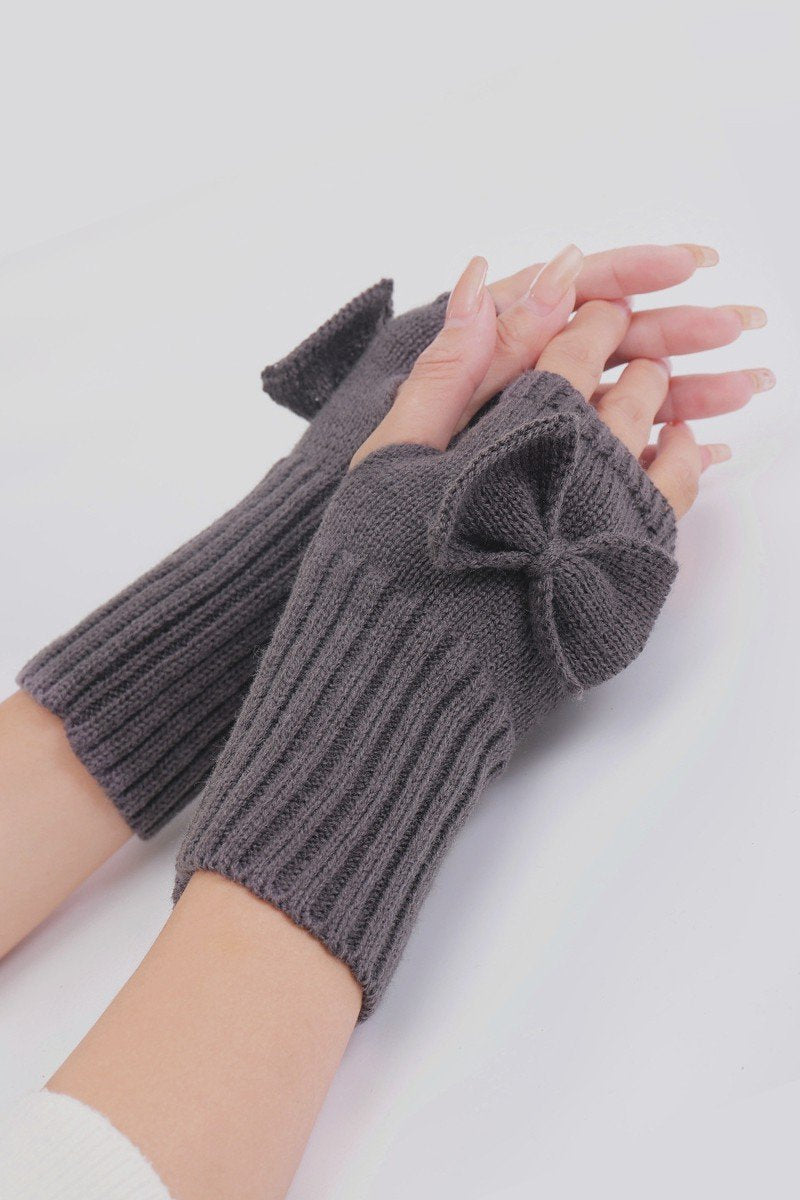 WINTER SOLID RIBBON POINT KNIT HAND WARMERS