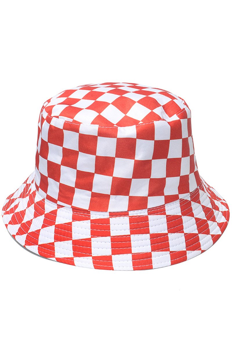 PLAID PATTERN DANDY BUCKET HAT FISHERMAN HAT