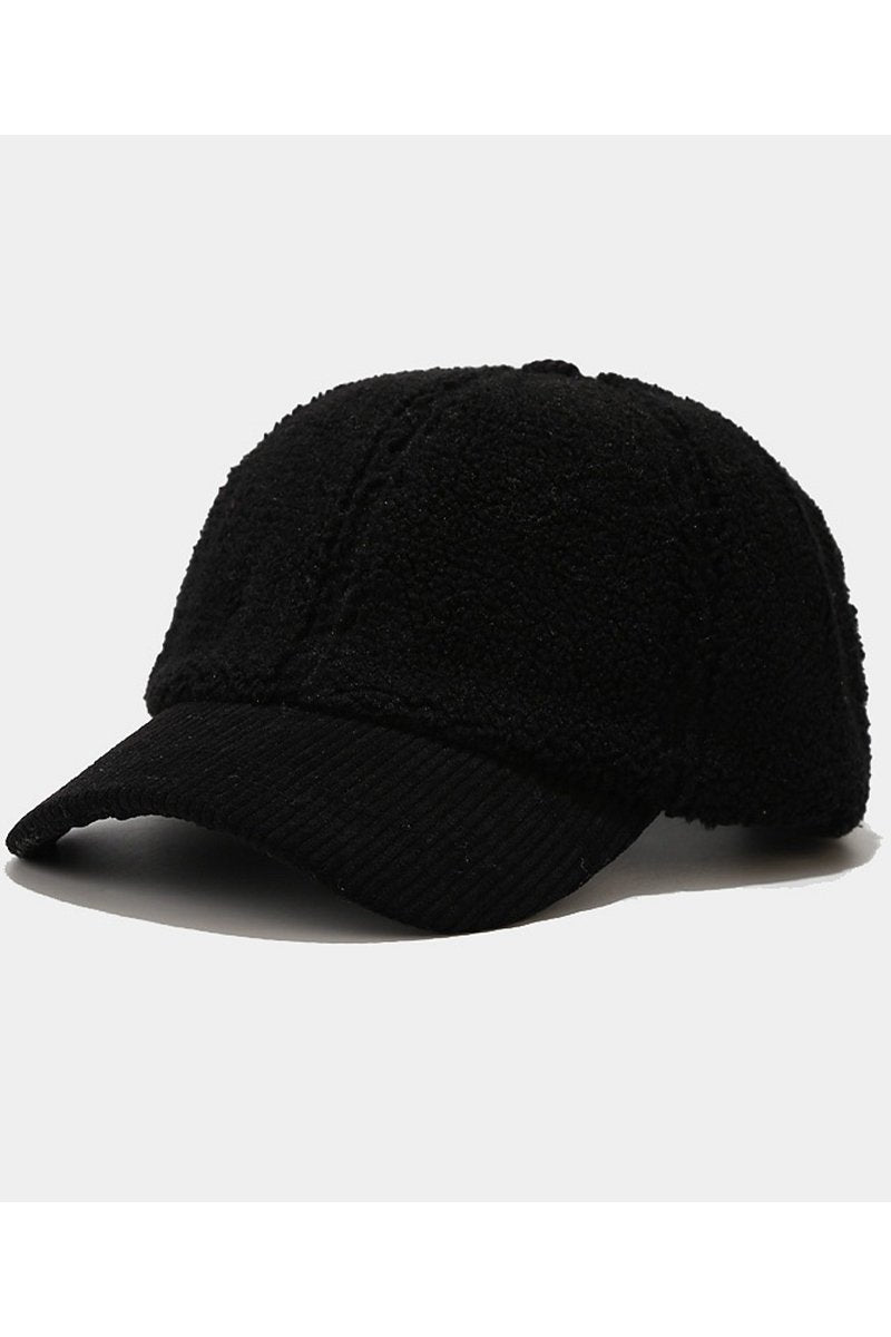 FLEECE CORDUROY BRIM WINTER BASEBALL CAP