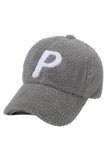 P LETTER EMBROIDERY WOOL BASEBALL CAP