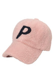 P LETTER EMBROIDERY WOOL BASEBALL CAP