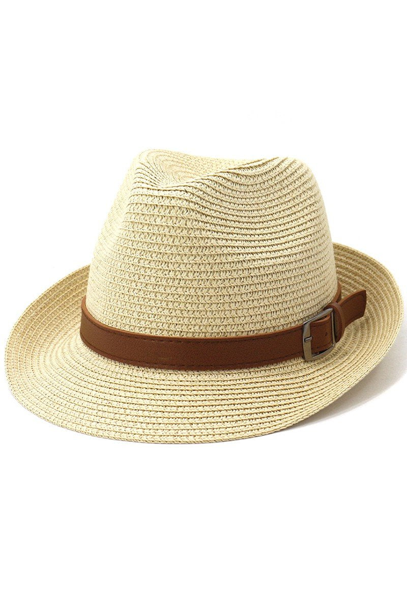 DANDY BELT SUMMER STRAW FEDORA HAT