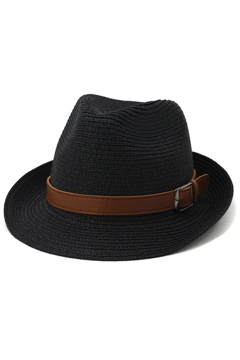 DANDY BELT SUMMER STRAW FEDORA HAT