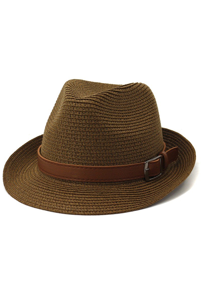 DANDY BELT SUMMER STRAW FEDORA HAT