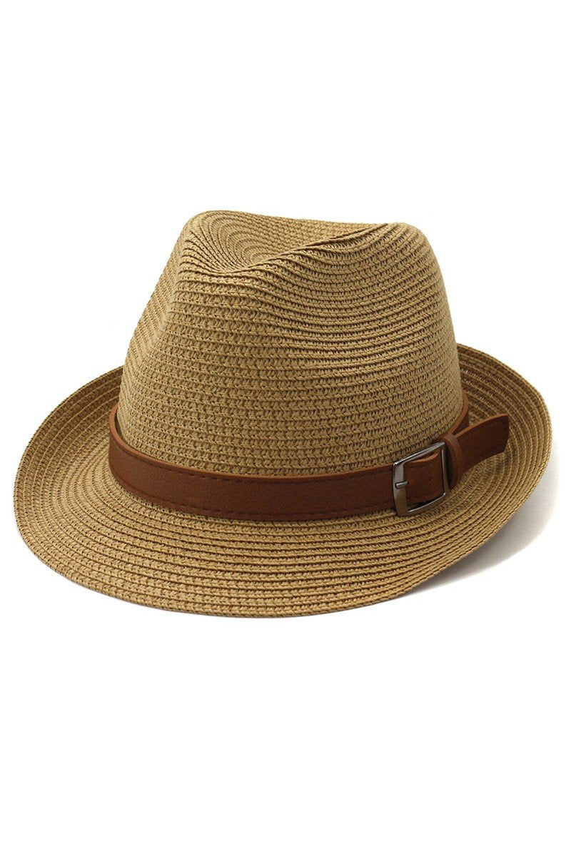 DANDY BELT SUMMER STRAW FEDORA HAT