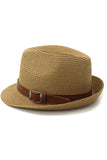 DANDY BELT SUMMER STRAW FEDORA HAT