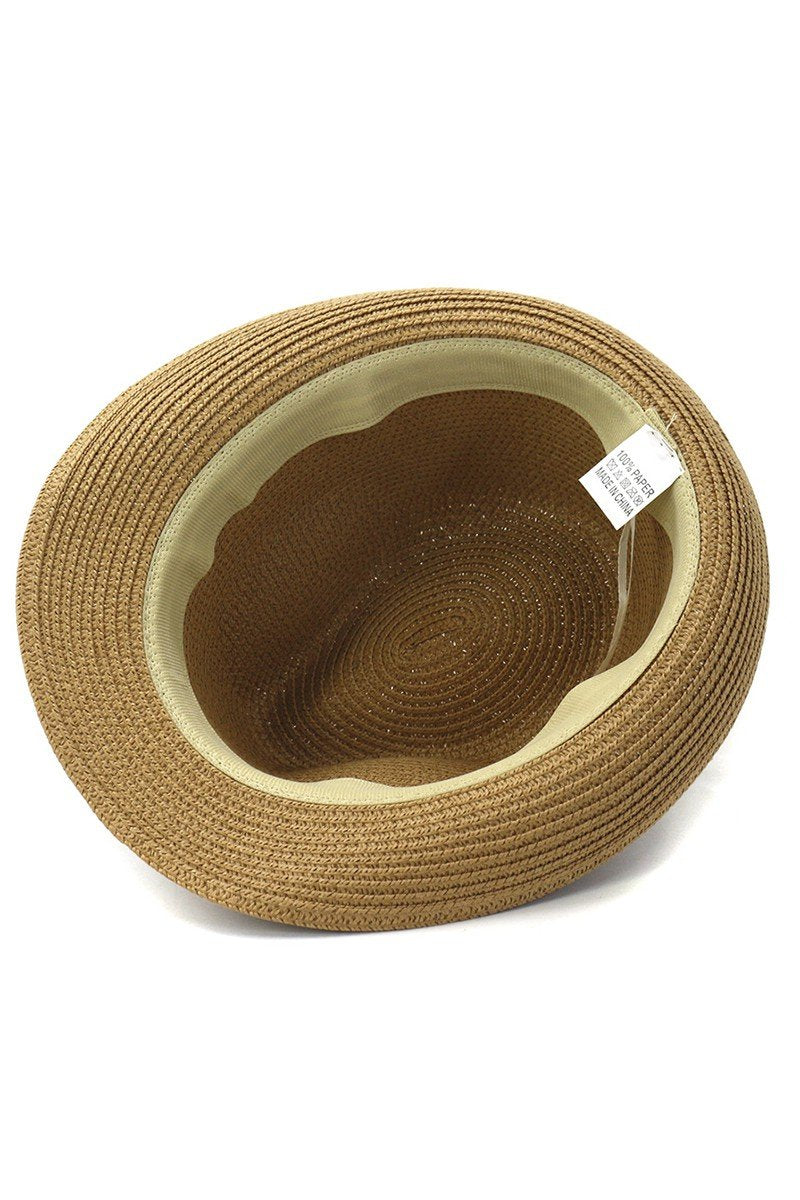 DANDY BELT SUMMER STRAW FEDORA HAT