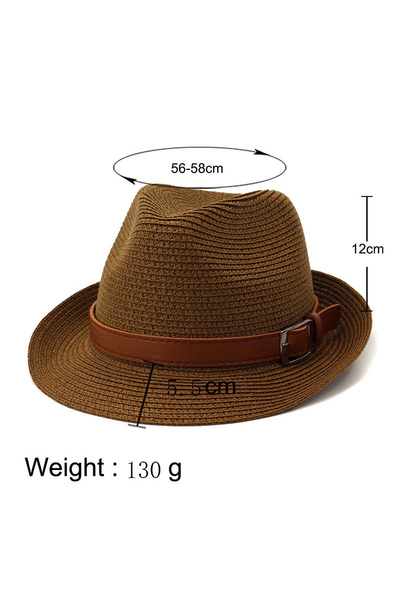 DANDY BELT SUMMER STRAW FEDORA HAT