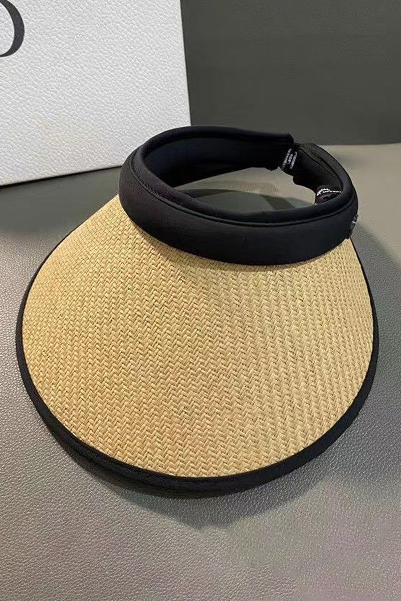 TWO TONE STRAW VISOR HAT