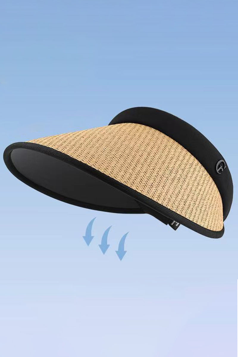 TWO TONE STRAW VISOR HAT