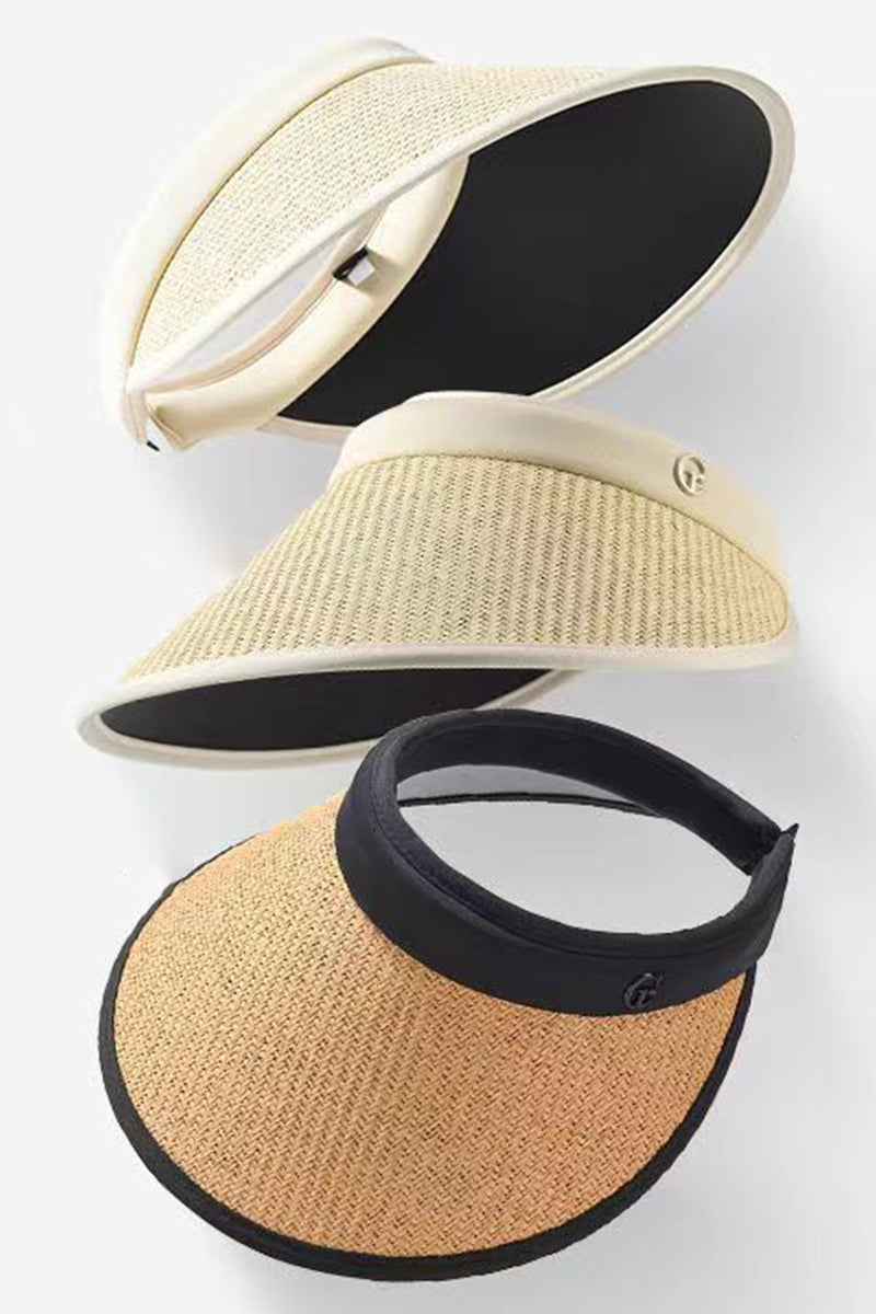 TWO TONE STRAW VISOR HAT