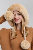 WOMEN WARM PLUSH BALL DECORATIVE HAT