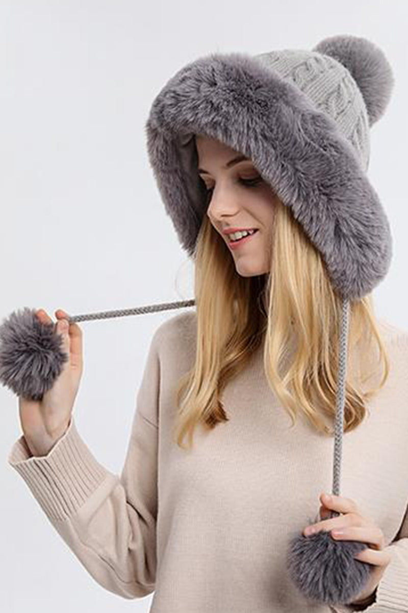 WOMEN WARM PLUSH BALL DECORATIVE HAT