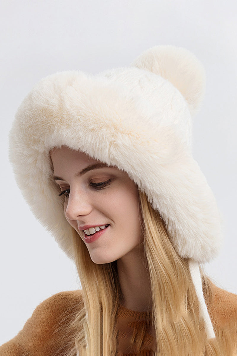 WOMEN WARM PLUSH BALL DECORATIVE HAT