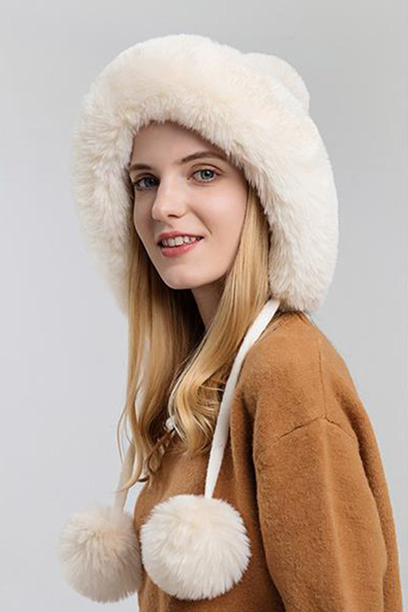 WOMEN WARM PLUSH BALL DECORATIVE HAT