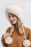 WOMEN WARM PLUSH BALL DECORATIVE HAT