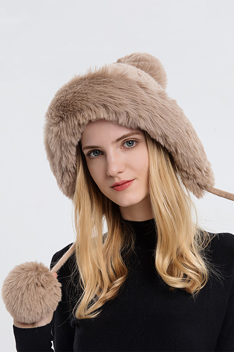 WOMEN WARM PLUSH BALL DECORATIVE HAT