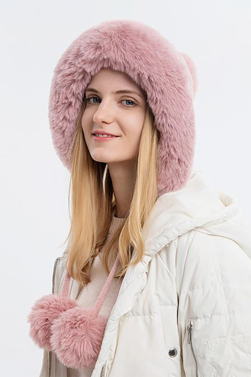 WOMEN WARM PLUSH BALL DECORATIVE HAT