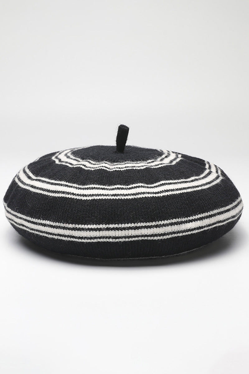 WOMEN WOOL COLOR MATCHING STRIPED BERET