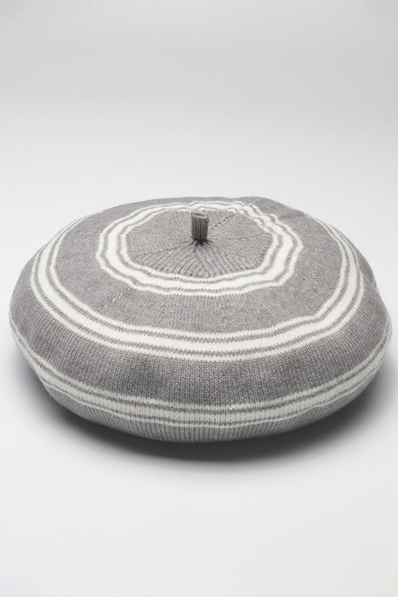 WOMEN WOOL COLOR MATCHING STRIPED BERET
