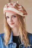 WOMEN WOOL COLOR MATCHING STRIPED BERET
