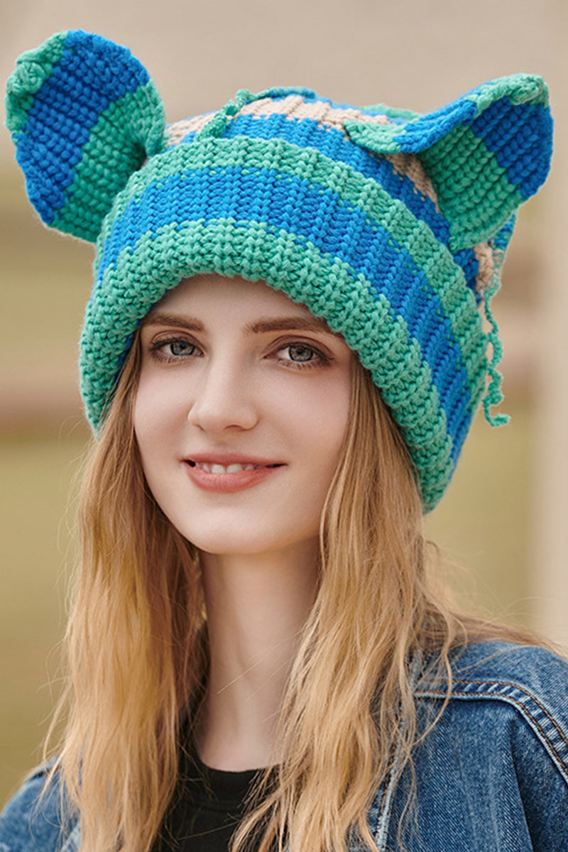 WOMEN MULTI COLOR CAT EAR WARM KNITTED HAT