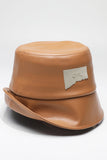 WOMEN SIMPLE DOUBLE SIDED PU LEATHER BUCKET CAP