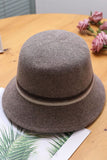 WOMEN WOOLEN FELT HAT STRIPED CONTRAST BUCKET HAT