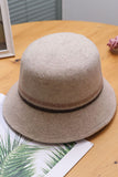 WOMEN WOOLEN FELT HAT STRIPED CONTRAST BUCKET HAT