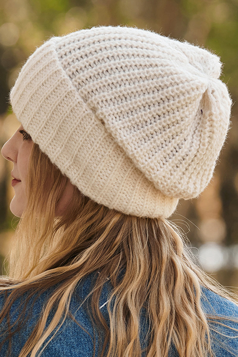 WOMEN WARM WOOL SOLID COLOR KNITTED HAT