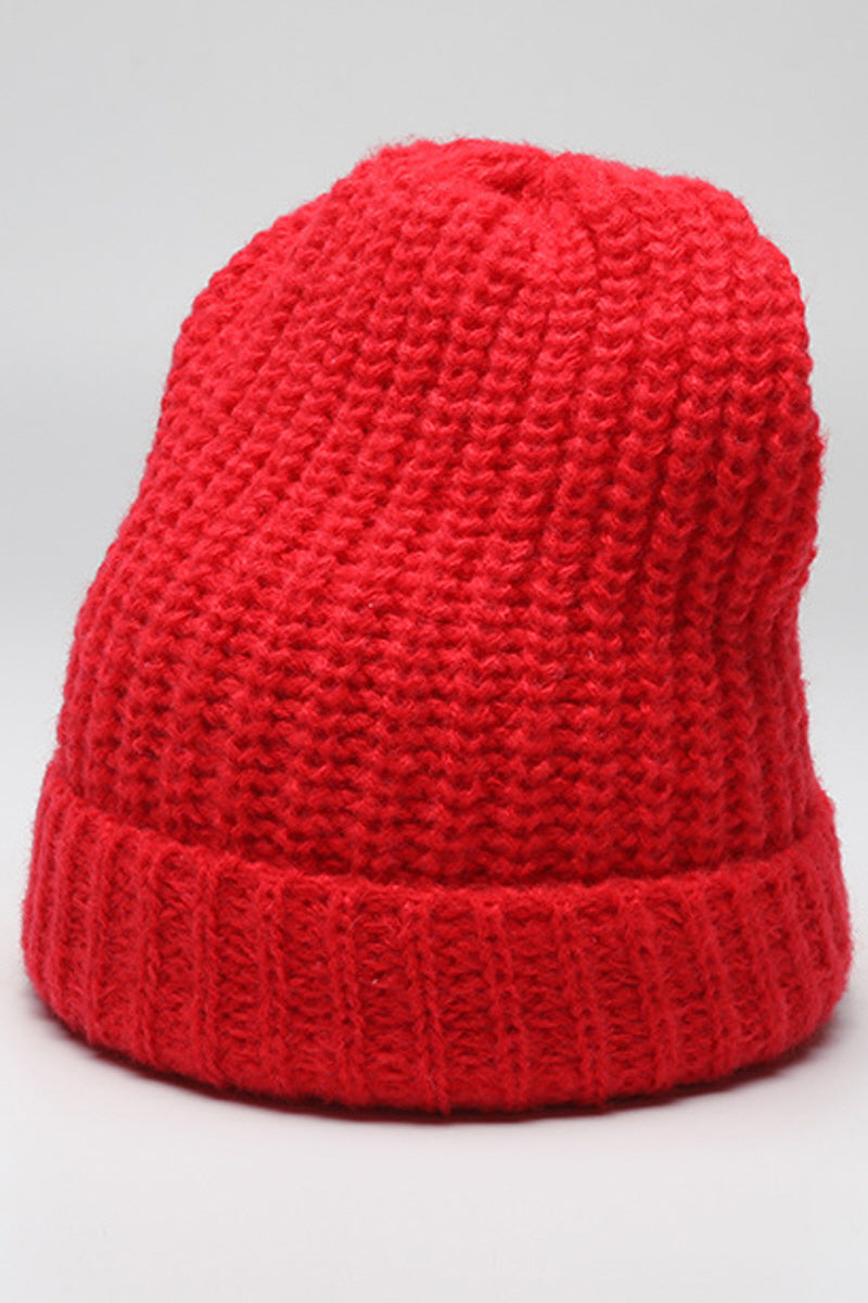 WOMEN WARM WOOL SOLID COLOR KNITTED HAT