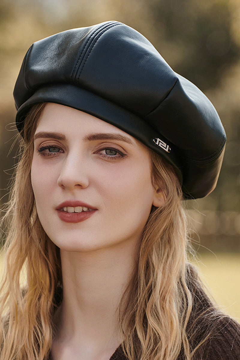 WONEN FASHION PU LEATHER BERET