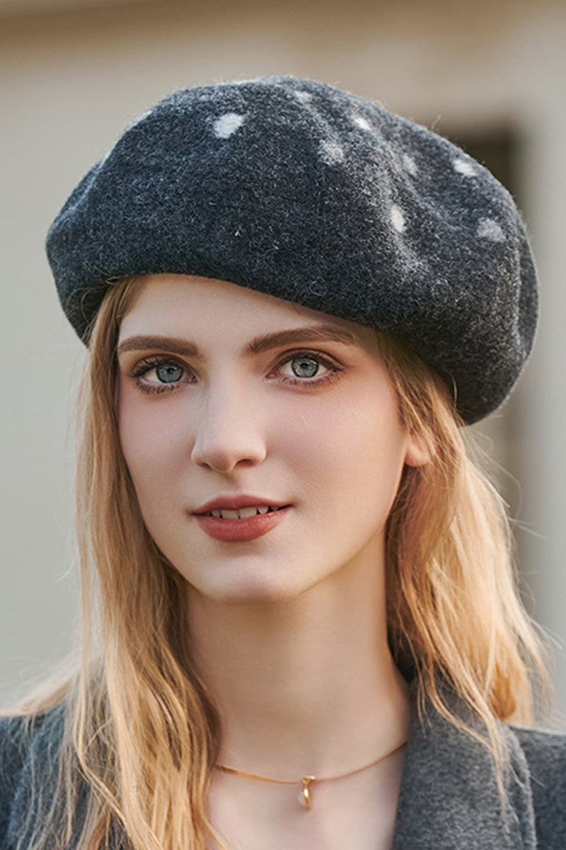 WOMEN WARM POLKA-DOT WOOL BERET