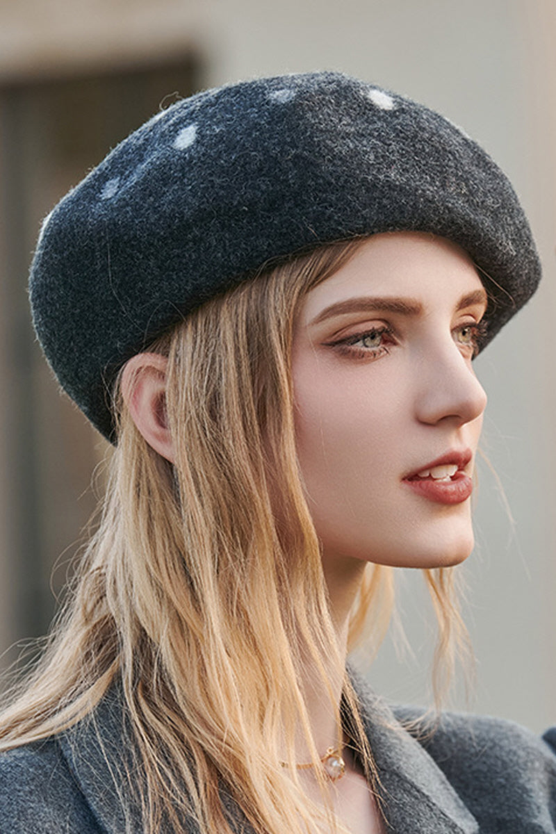 WOMEN WARM POLKA-DOT WOOL BERET